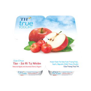sữa chua ăn táo – sơ ri tự nhiên th true yogurt